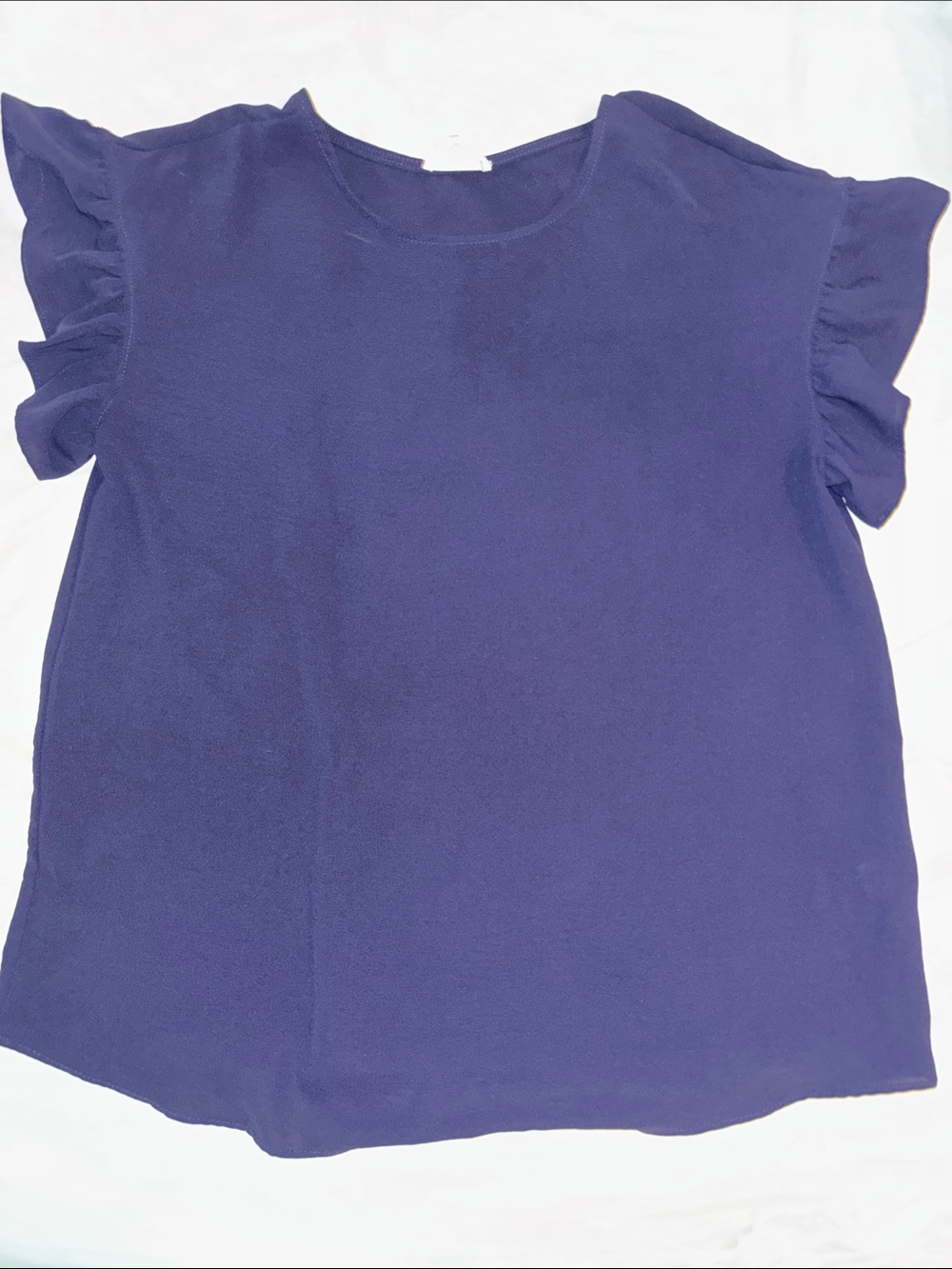 Women's Navy Ruffle Sleeve Blouse - Classic Everyday Top